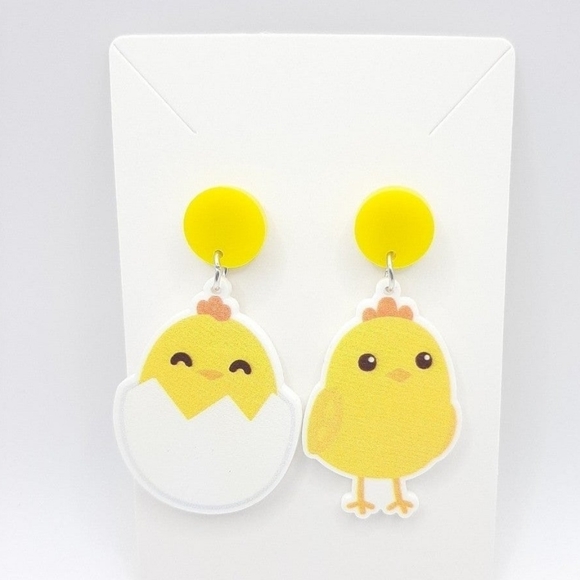 Jewelry - Easter Yellow Chick Acrylic Post Earrings Baby Chickens New